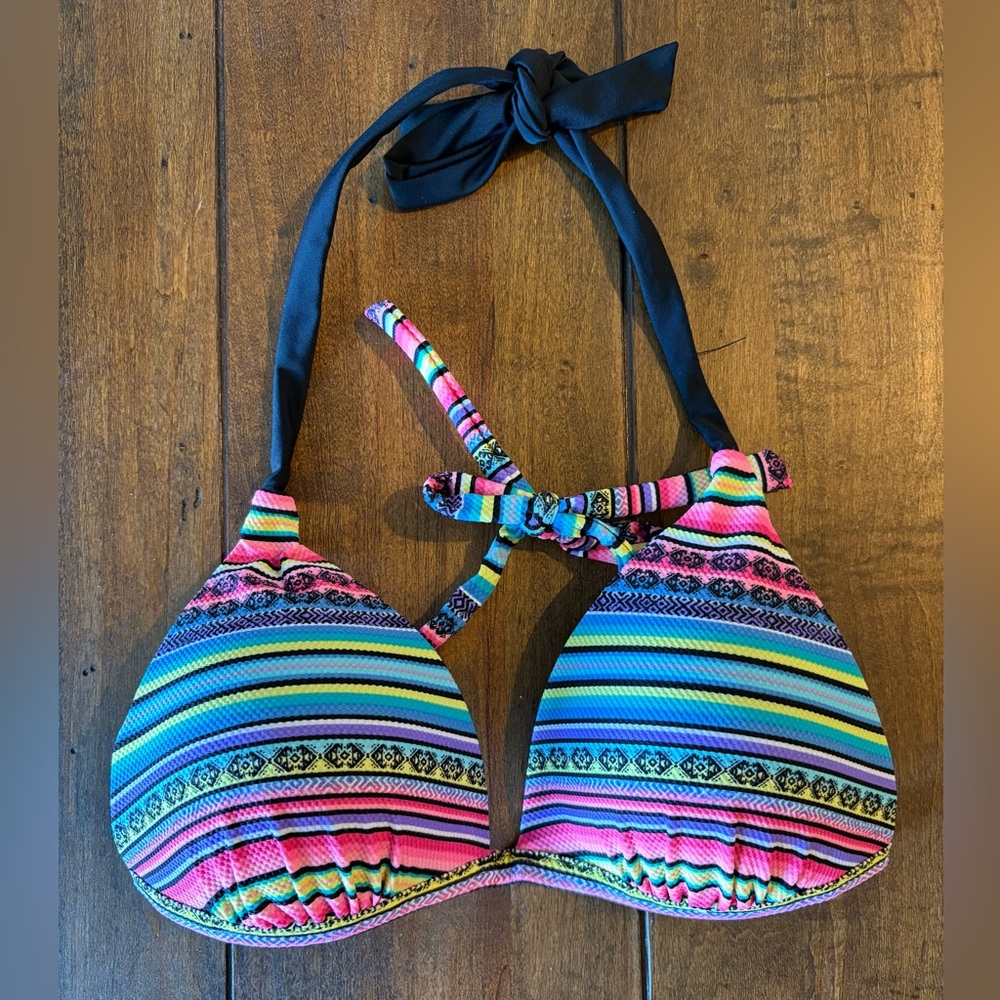 Hula Honey Multicolor Striped Bikini Top